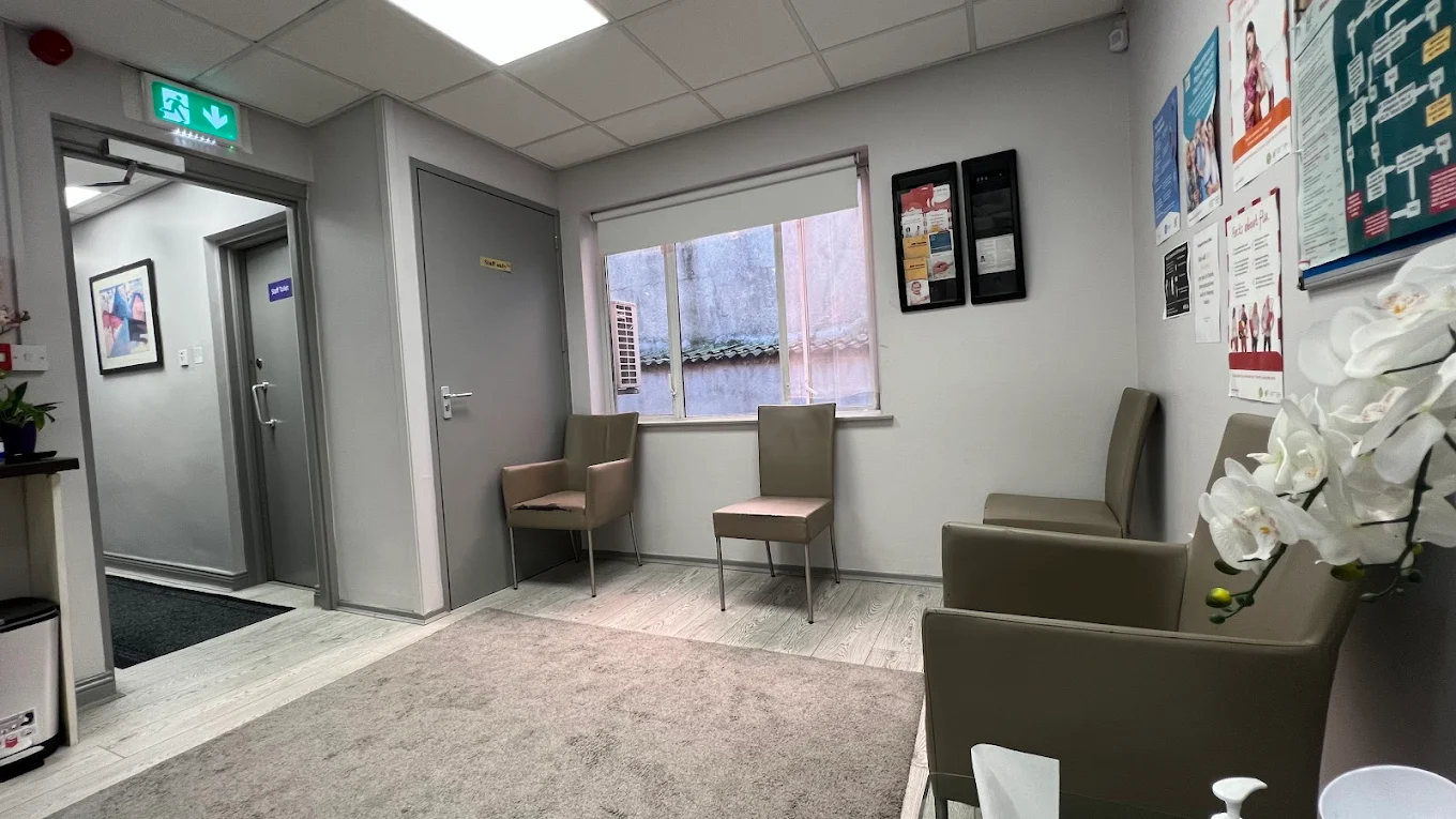 Reception seating area at Aungier Street Clinic